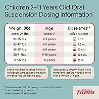 Vista 6 de Children's Tylenol Medicamento líquido de suspensión oral, analgésico de acetaminofén y reductor de fiebre para resfriado + síntomas de gripe