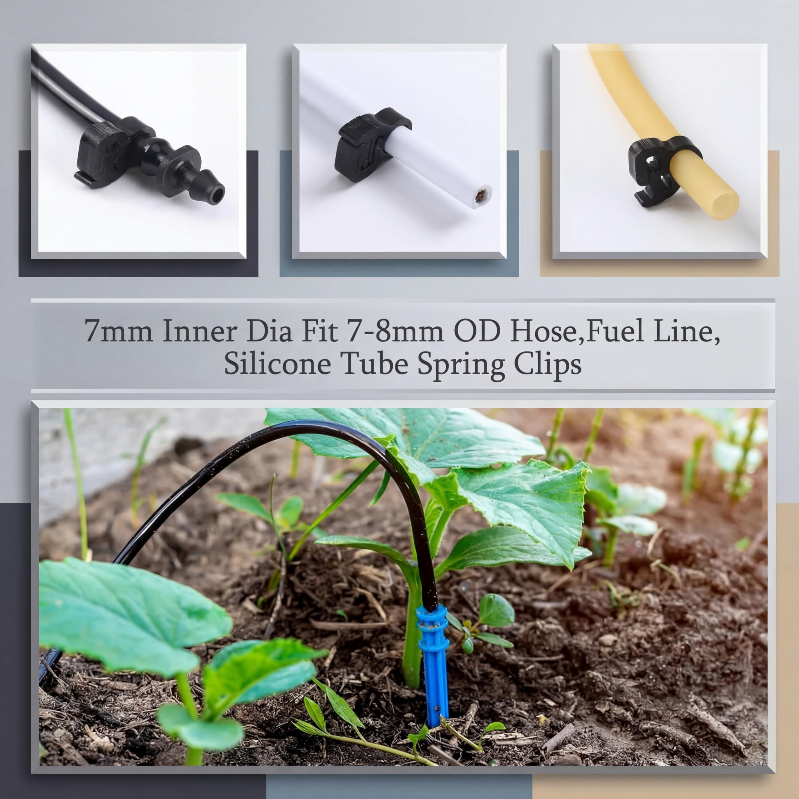 DaisyInner 25 abrazaderas de manguera de riego de 1/4 pulgadas, abrazaderas de manguera de plástico de nailon de doble agarre, abrazadera de tubo de manguera a prueba de fugas, solución para fugas de
