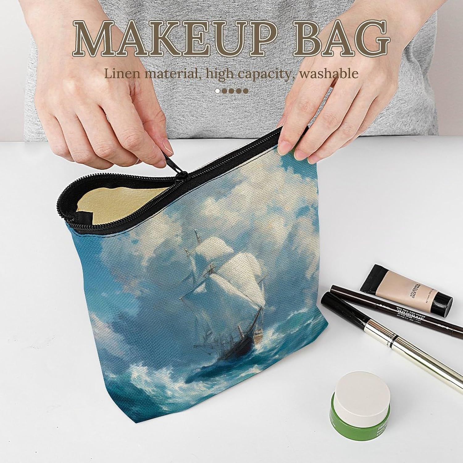 Sailboat Sails Sailing Navigation Makeup Bag Purse Compact Cosmetics Pouch image 5