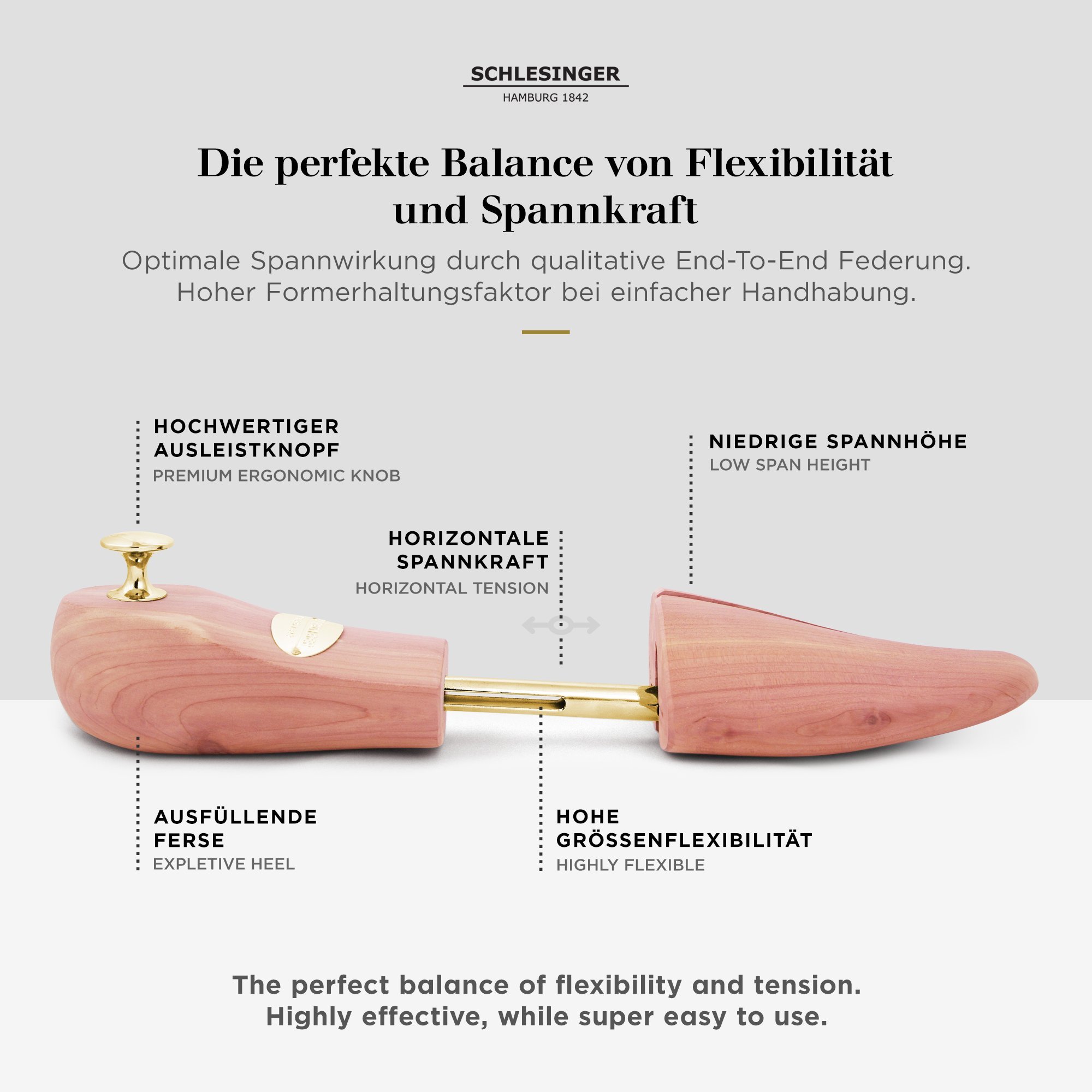 Schlesinger – 8 Paar Premium Herren Schuhspanner aus edlem Zedernholz für Lederschuhe und Sneaker. Modell König. Größe 39 – 48 in Silber oder Gold.