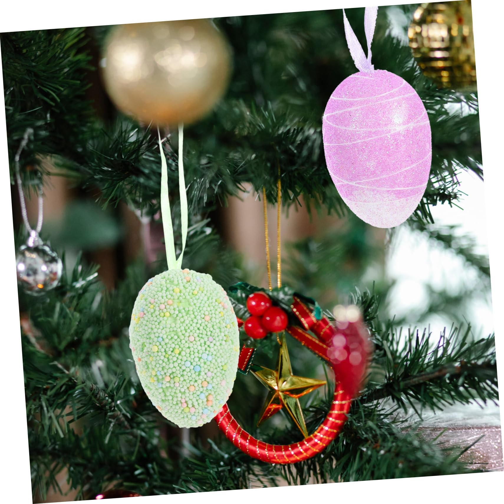 Cabilock 60 Pièces Ornements D'oeufs De Pâques Décor De Pâques Décor D'oeuf De Pâques Accessoire De Décor Suspendu De Scène De Festival Accrocher des Oeufs De Pâques Œuf De Pâques Mousse
