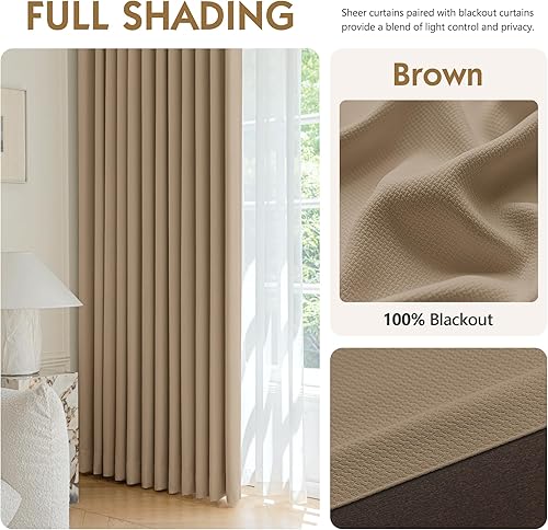 Miniatura 114 de FMFUNCTEX Cortinas opacas 100% beige para dormitorio, cortinas texturizadas de tejido crema de 72 pulgadas de largo, cortinas con aislamiento Ojal