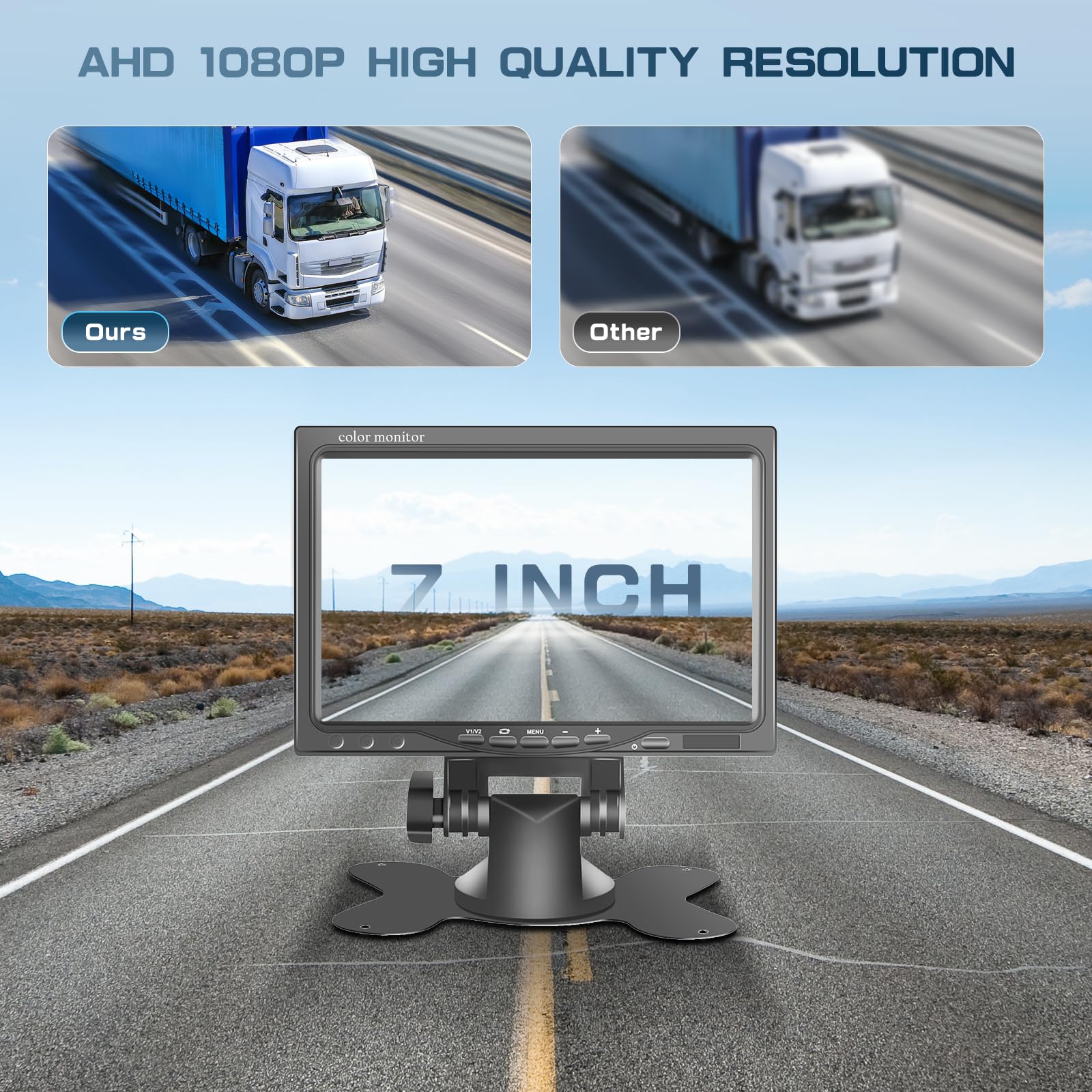 Hikity 1080P Kit De Cámara De Marcha Atrás 7“ IPS con Cámara Impermeable