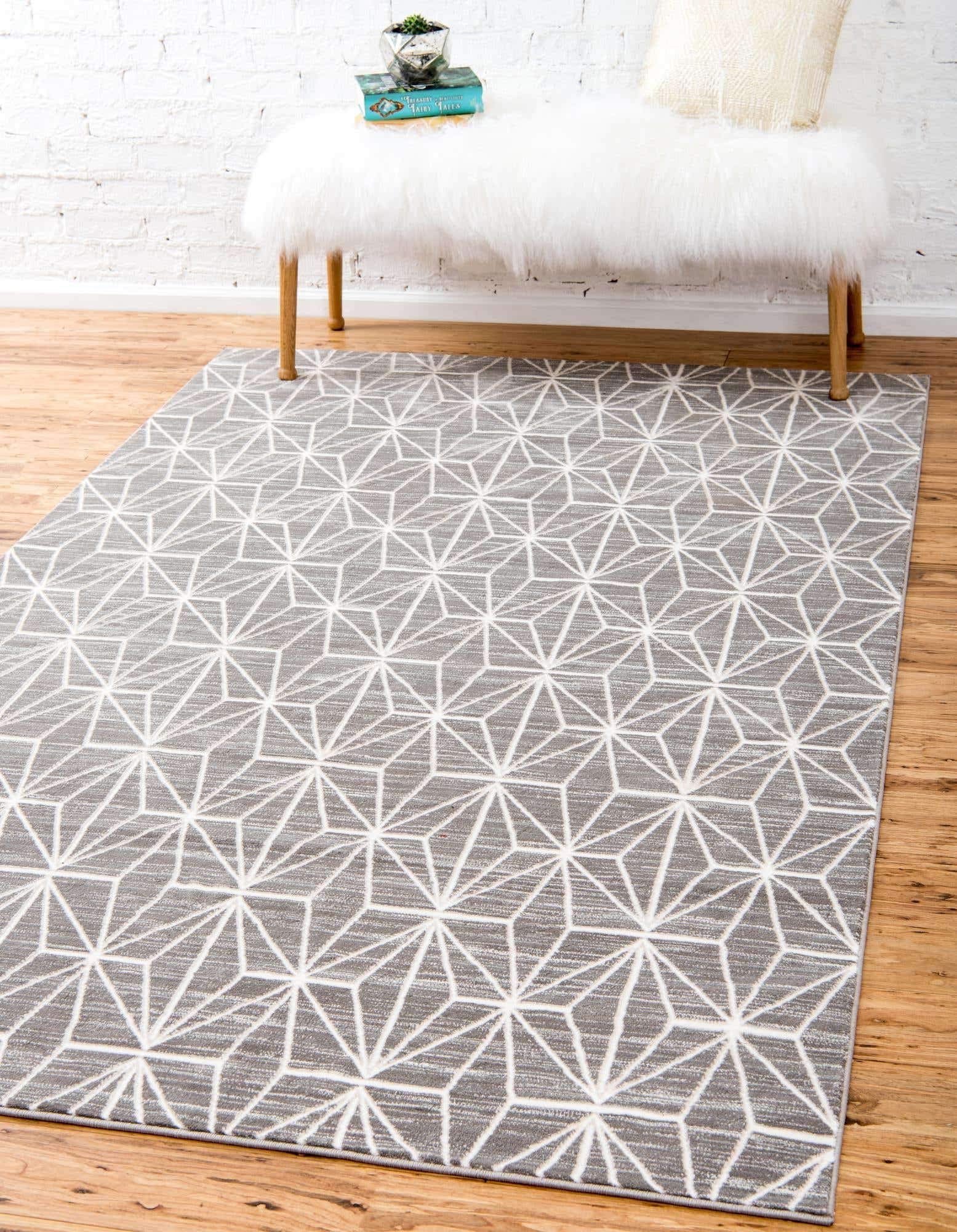 Unique Loom Uptown Collection by Jill Zarin Collection Geometric Modern Gray Area Rug (9' 0 x 12' 0)