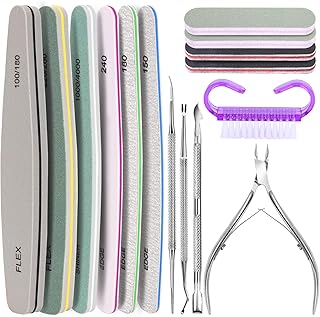 Teenitor Professional Nail Files Set with Cuticle Nipper Remover Tool, Dead Skin Fork, Ingrown Toenail Lifters & File, Cuticle Pusher, Mini File & Shiner Buffer & Nail Brush for Manicure and Pedicure
