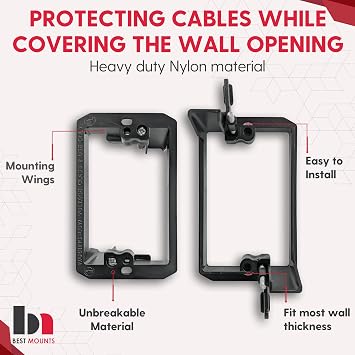 BestMounts Low Voltage Mounting Bracket 1 Gang, 5 Pack for Single Gang Wall Plate, Telephone Wires, Network Cables, HDMI, Coaxial, Speaker Cables - Low Voltage Box Cable Wall Plate Bracket, Mud Ring