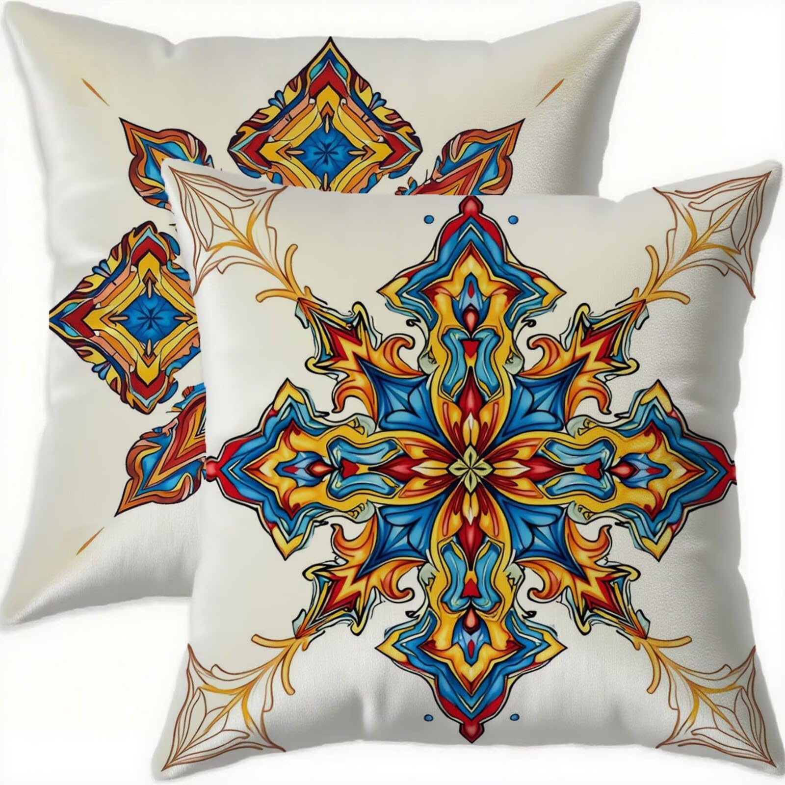 Taie oreiller 80x80 velours bleu et orange haut de gamme double face imperméable A808