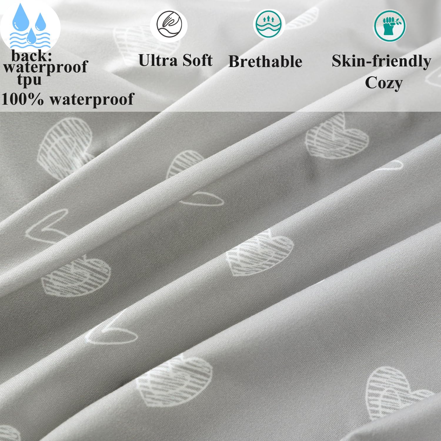 Sábana impermeable para moisés compatible con UPPAbaby Moisés, Snoo Smart Sleeper, Dream On Me Lacy portátil, Safety 1st Sleeper Moisés, paquete de 2 unidades de punto jersey gris Love & Stars
