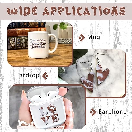 Miniatura 4 de Tintnut Rollo de Vinilo Permanente de Piel de Vaca - 12" x 5 pies, Vinilo Adhesivo Permanente con Patrón de Vaca para Máquina de Corte, Vinilo