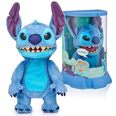 WOW! Stuff Disney Stitch Puppetronic by RealFX | Looks, Feels & Sounds Real! | Disney's Lilo & Stitch | Over 100 Action & Sounds | 18" High | Ages 6+