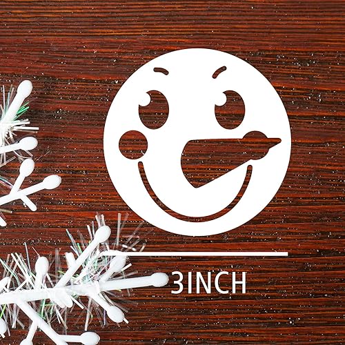 Miniatura 10 de Plantillas de cara de muñeco de nieve de Navidad de 5 pulgadas para pintar sobre madera, plantillas de dibujo de adornos de invierno reutilizables