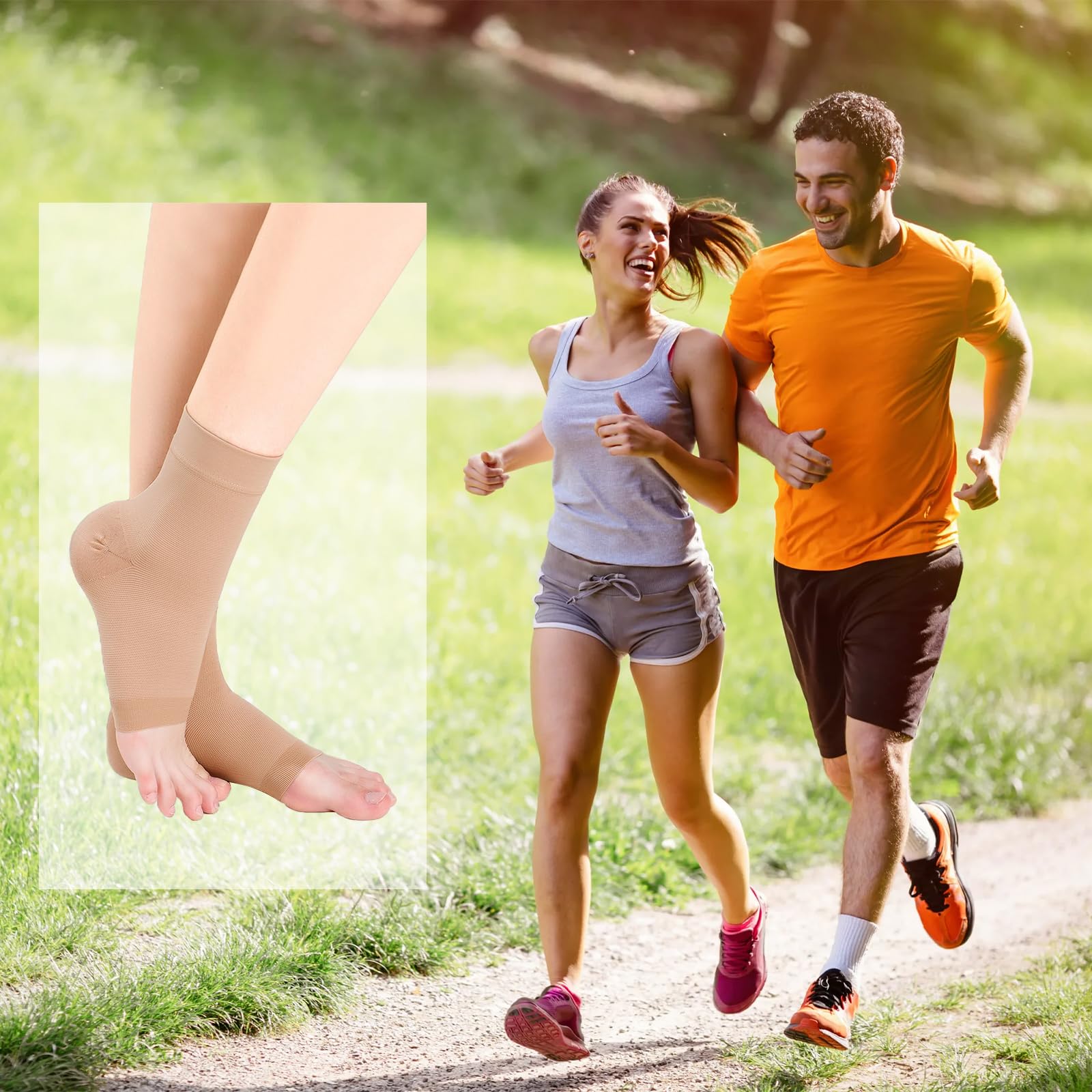 2 Paia Calze a Compressione Medicale della Caviglia per Donne e Uomo, 20-30 mHg Supporta Calzini a Compressione Calze per Gonfiore a Fasite Plantare Sport Neuropatia (L)