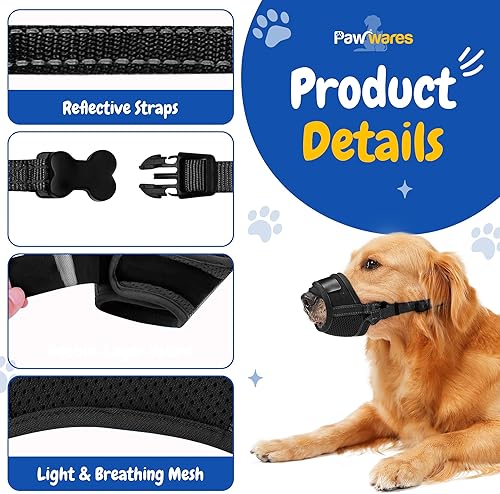 Miniatura 6 de Bozal para perro  Protector bucal de nailon suave antimordeduras para perros, bozal bebible para razas pequeñas y perros de tamaño mediano, velcro