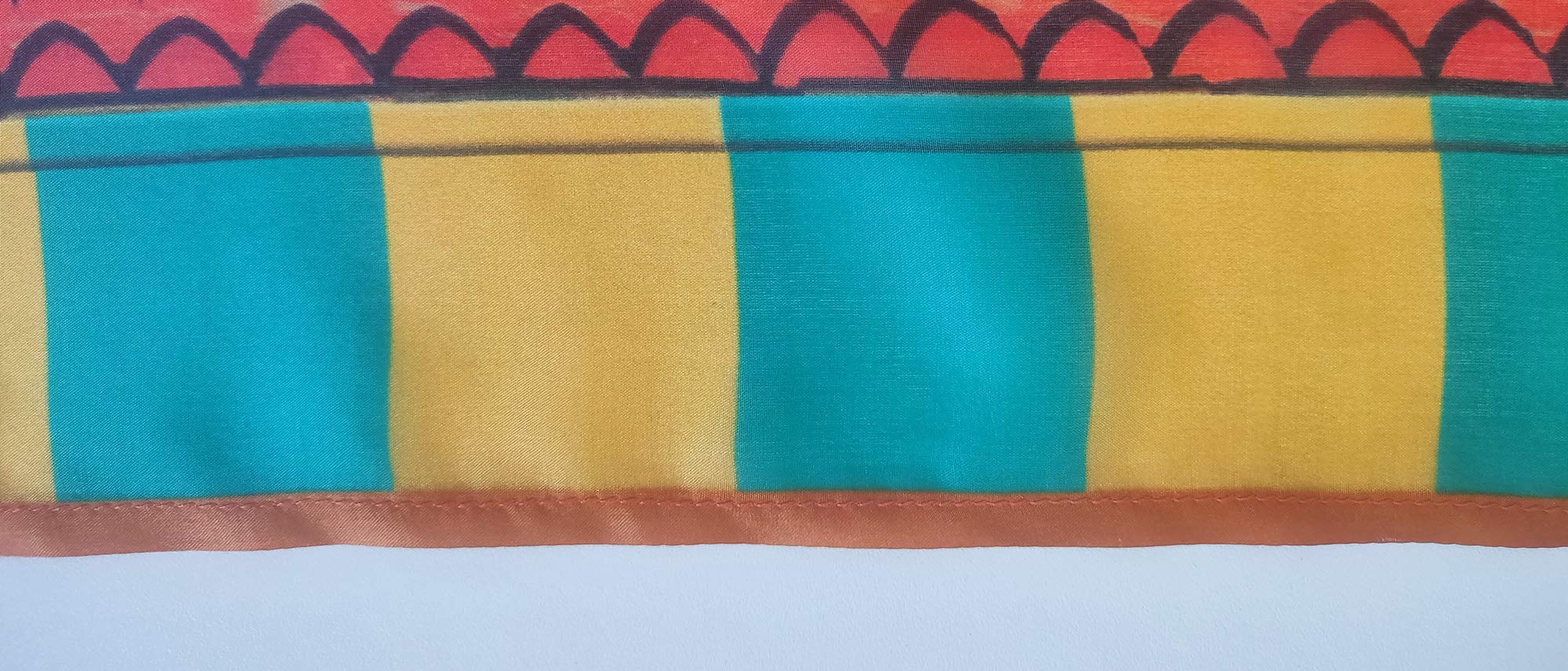 Pañuelo cuadrado estampado geométrico, Pañuelo de seda diseño flores amarillas