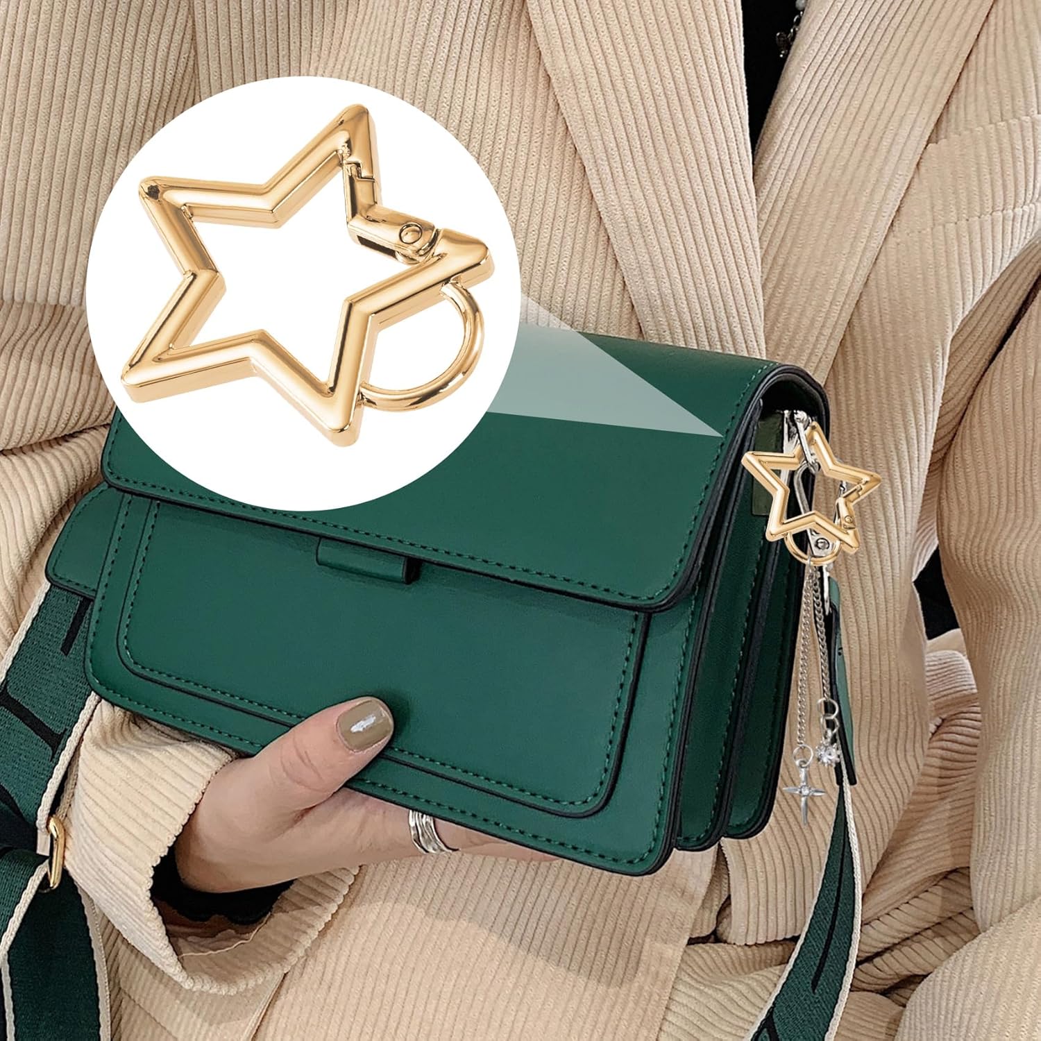 2 PCS Star Carabiner, 2 Sizes Zinc Alloy Star Shaped Keychain Clips Heavy Duty, Cool Carabiner Clip Accessories for Camping, Hiking, Fishing - Image 2