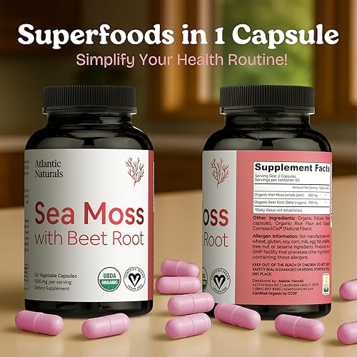 Miniatura 10 de Sea Moss Superfood Cápsulas con espirulina 1000 mg 120 cápsulas vegetales