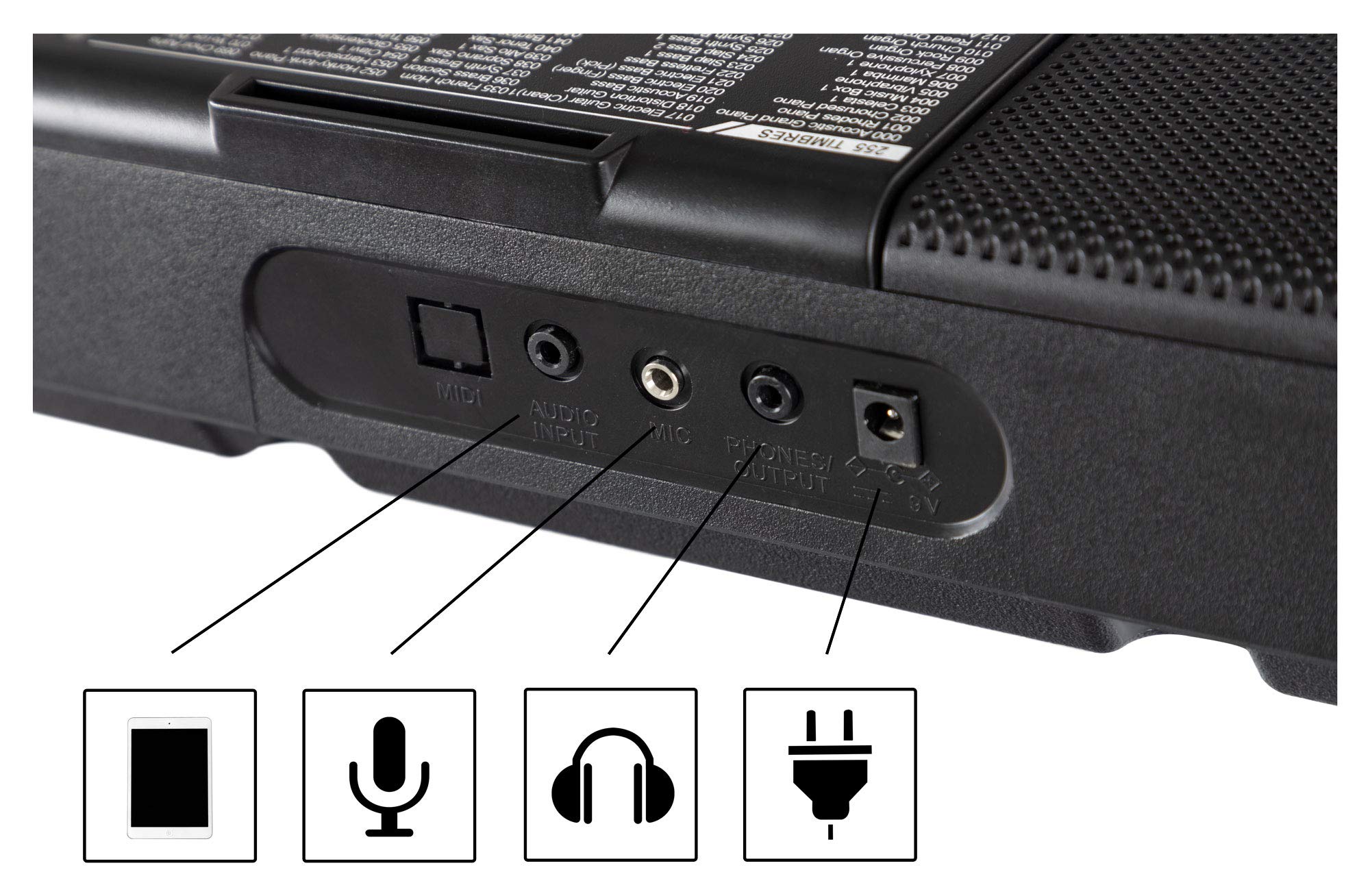 McGrey LK-6120-MIC Leuchttasten-Keyboard mit Mikrofon Schwarz, 255 Sounds | Einsteiger-Keyboard mit 61 Leuchttasten, 255 Begleitrhythmen, 50 Demo-Songs inkl. "One Key" & "Follow" Funktion