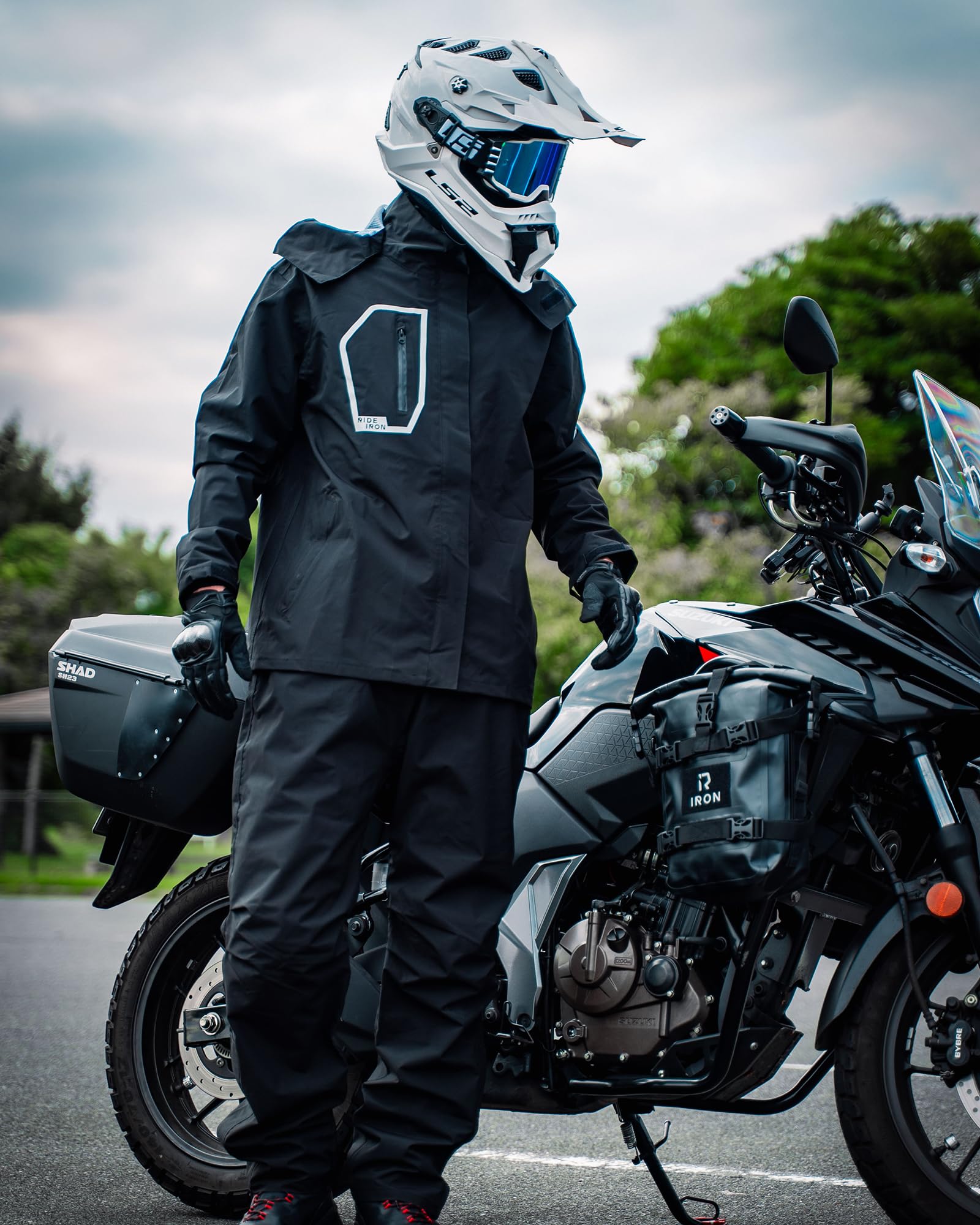 RIDEIRON Conjunto Lluvia Moto Hombre 2 Piezas - Impermeable 15000mm, Cortavientos con Reflectantes y Capucha