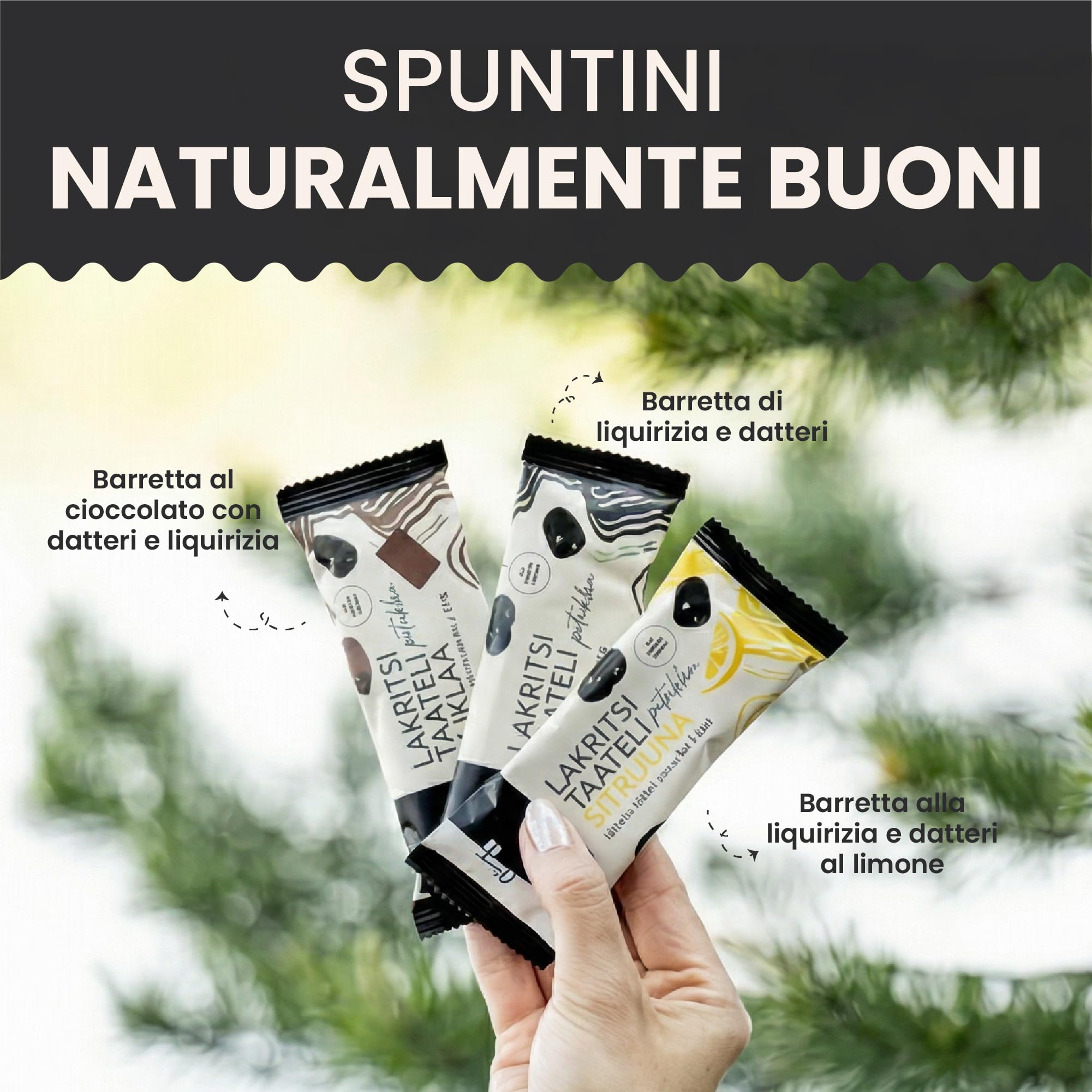 FOODIN Barretta Datteri alla Liquirizia – Snack Vegano Senza Zuccheri Aggiunti, Senza Glutine, Naturale e Ricca di Fibre (18 x 35 g)