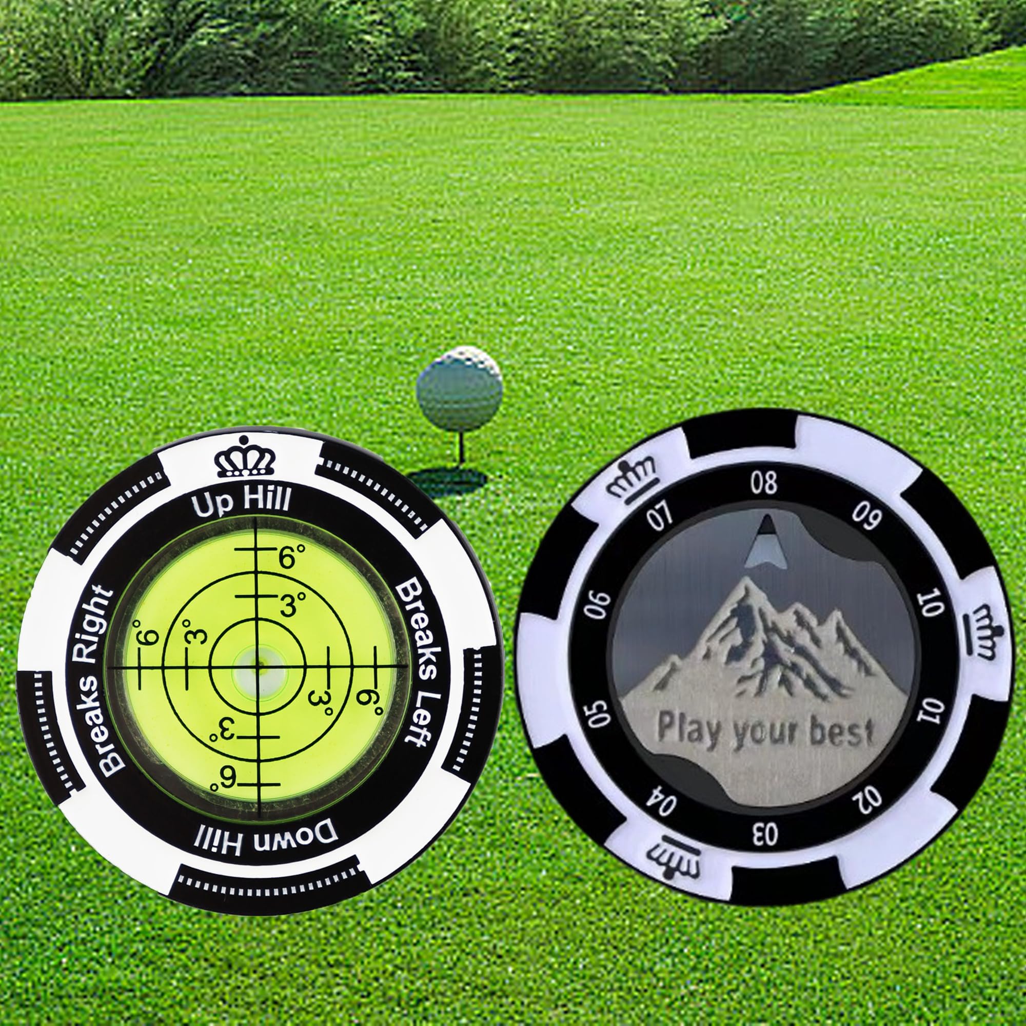 Golf Reader Horizontal Ball Marker z Poziomnicą, Precyzyjny Czytnik Zieleni, Klips na Czapkę