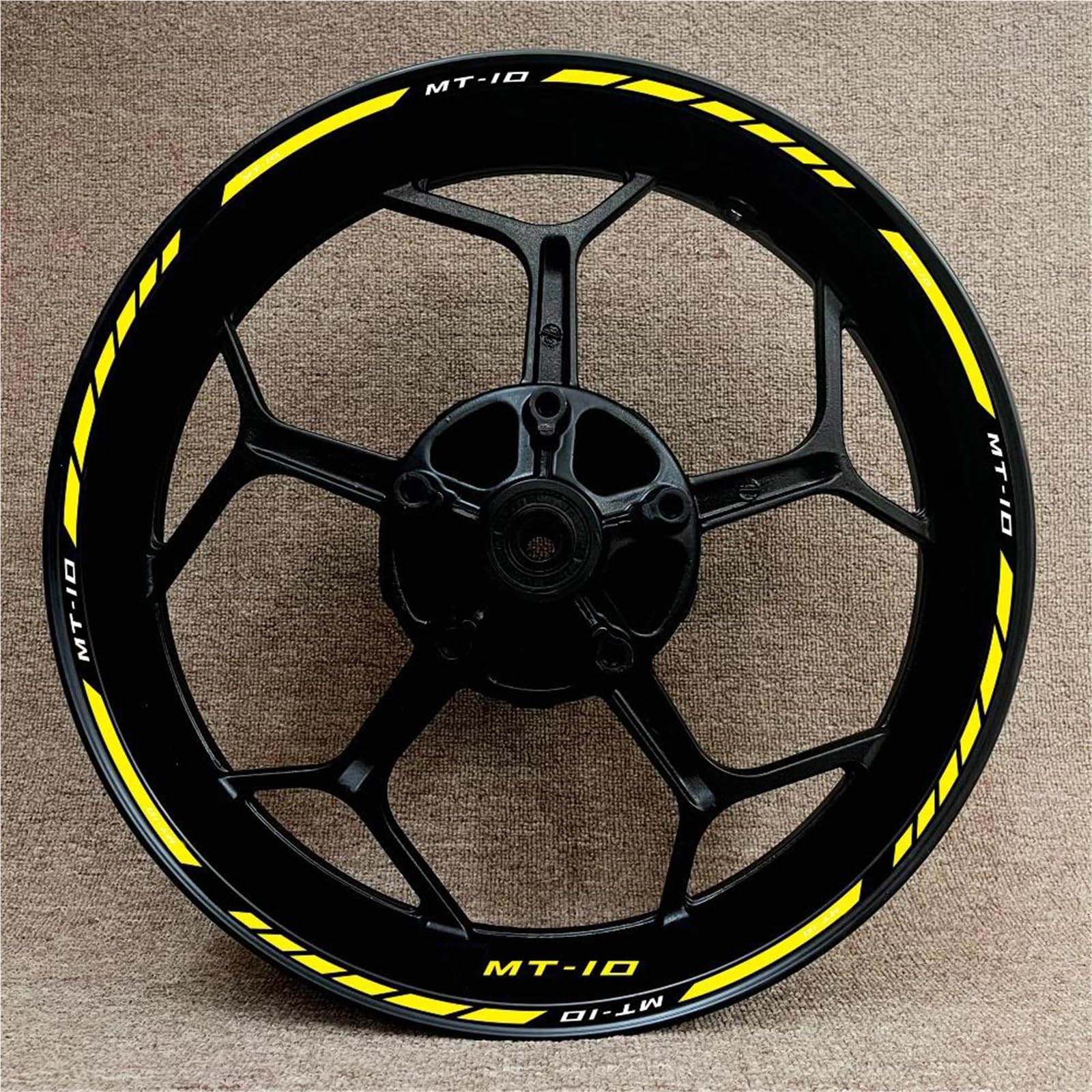 Sticker Part for Y-AMAHA MT-10 Mt10 Motorcycle Wheel Hub Stickers Complete Set 17 Inch Rim Reflective(Yellow)