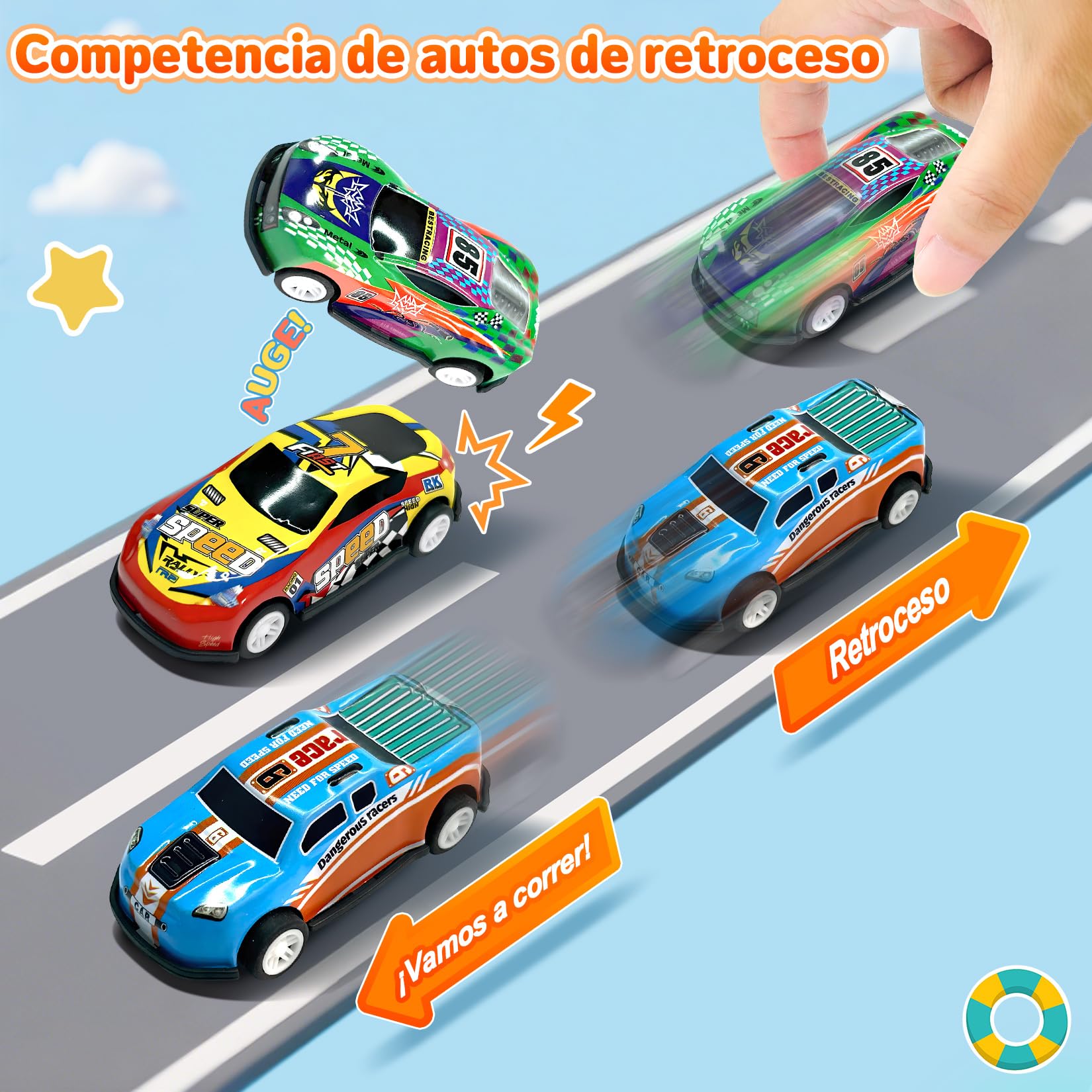 Coches para Niños, Juguete Coche de Carreras, 22 Pack Micromachines de Retroceso de Metal con 8 Obstáculos, Mini Racers Cars Juguetes 3 4 5 6 7 8 Años, Navidad Cumpleaños Fiesta Regalos