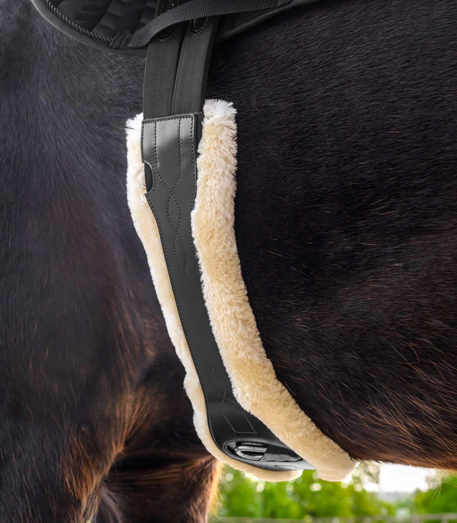WALDHAUSEN Ledersattelgurt mit ECO Wool, schwarz, 140 cm