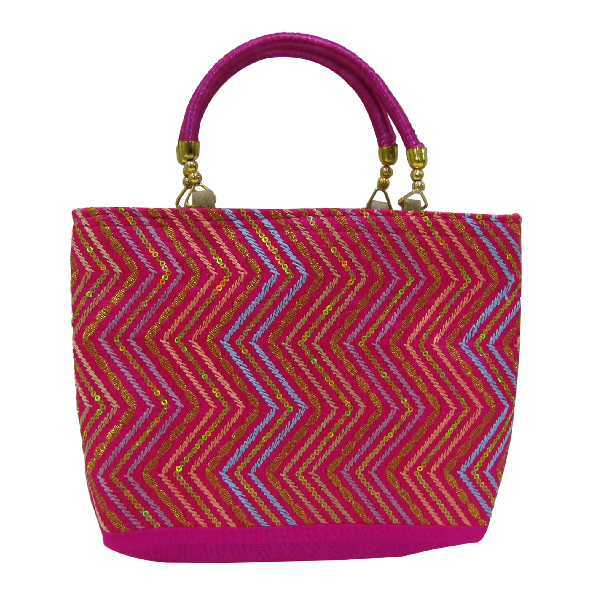 Purple Pink Traditional Matka Umbrella Embroidery Potli Bags For Return Gifts For Women Bulk Menhadi, Haldi, Sangeet, Engagement, Pooja, Wedding Favor Bags (Pack Of 6 Pcs) 3