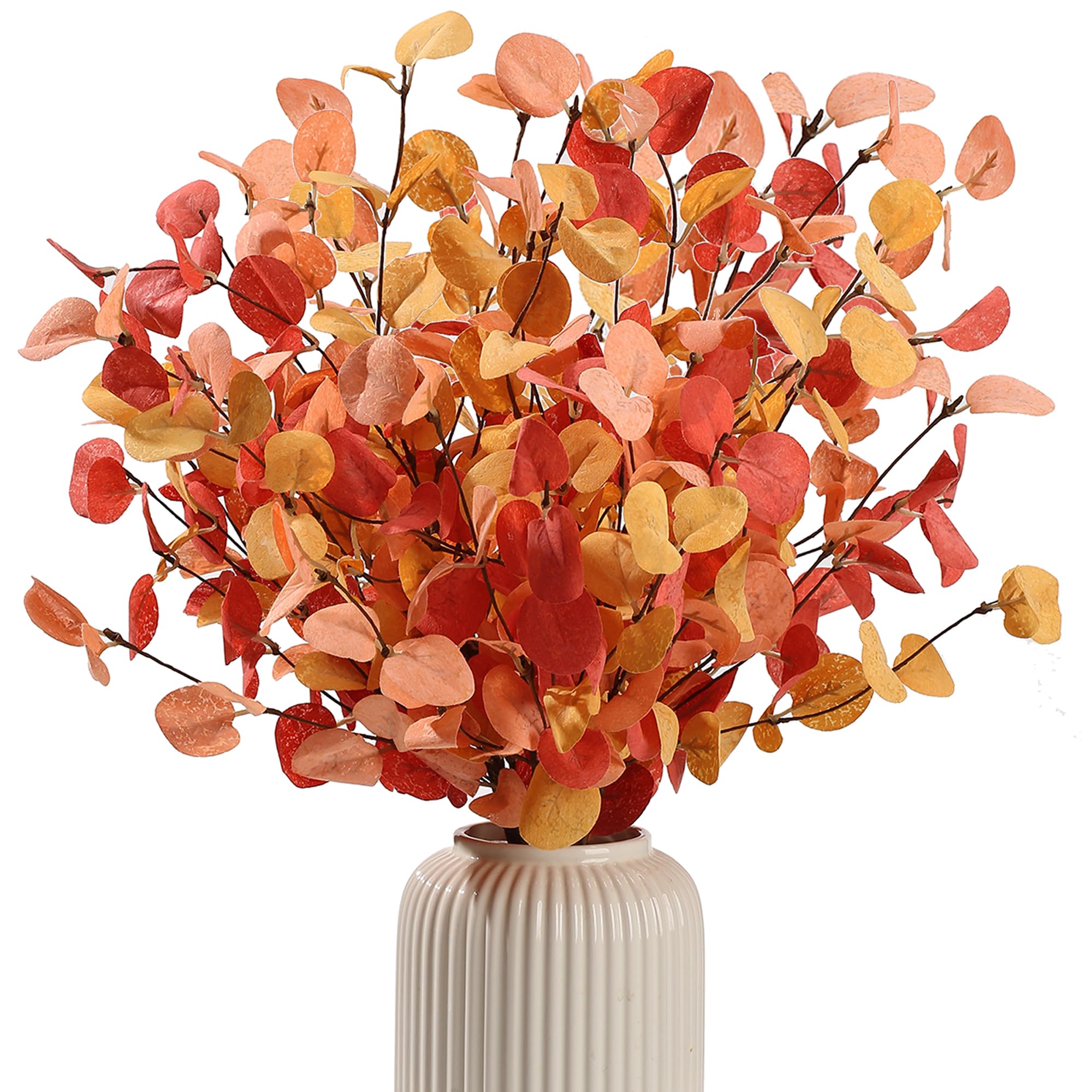 HNVNER 5 Bunches Artificial Fall Eucalyptus Stems