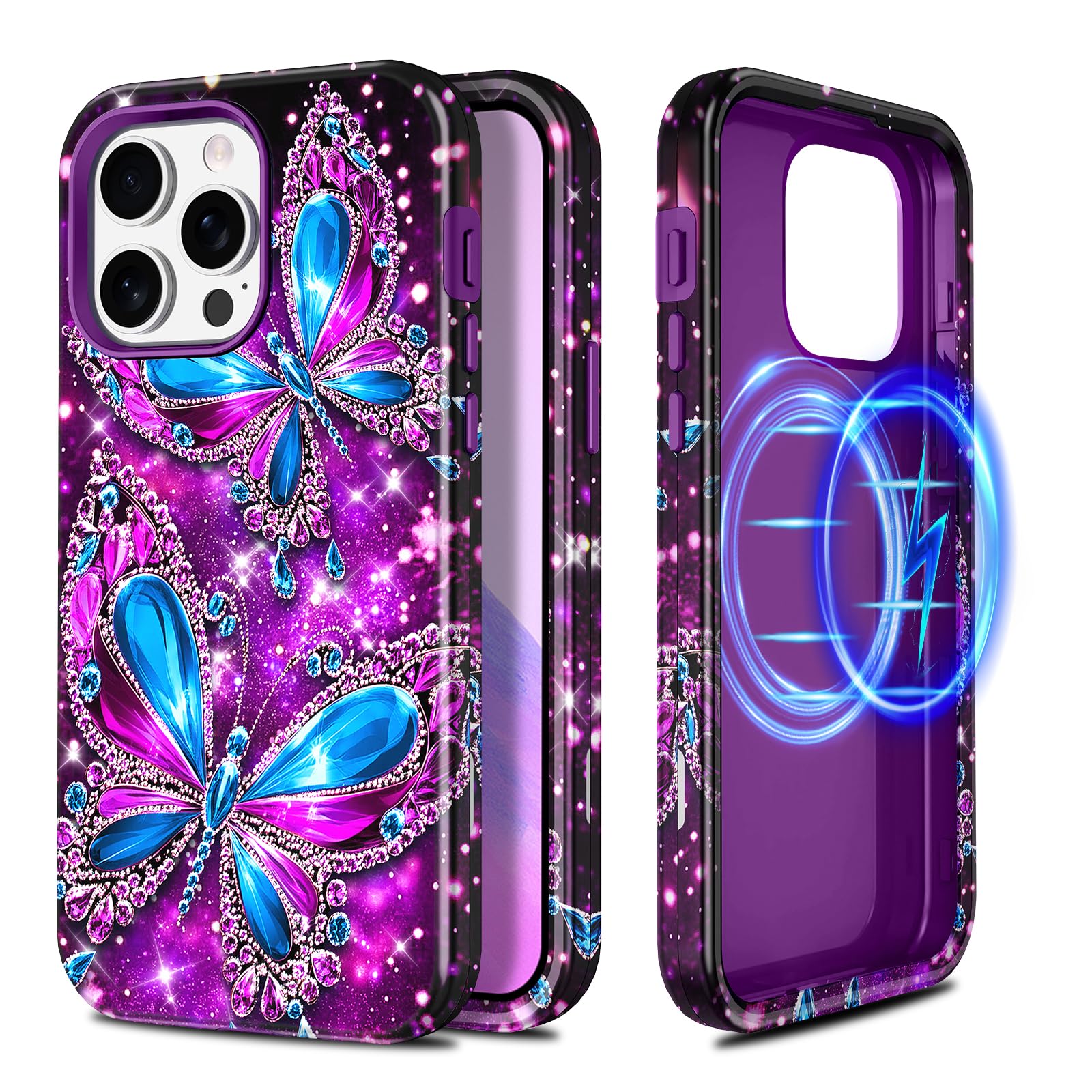 Casetego for iPhone 15 Pro Max Case,Compatible with MagSafe,[Military Grade Drop Test] Full Body Protection Slim Shockproof Rugged Marble Women Girls