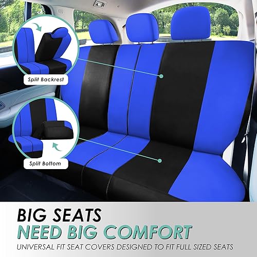 Miniatura 6 de Fundas para asientos FH GROUP FH-FB030115 de tela liviana y aireada, con división para airbag, set combinado mentanegro funda de volante,