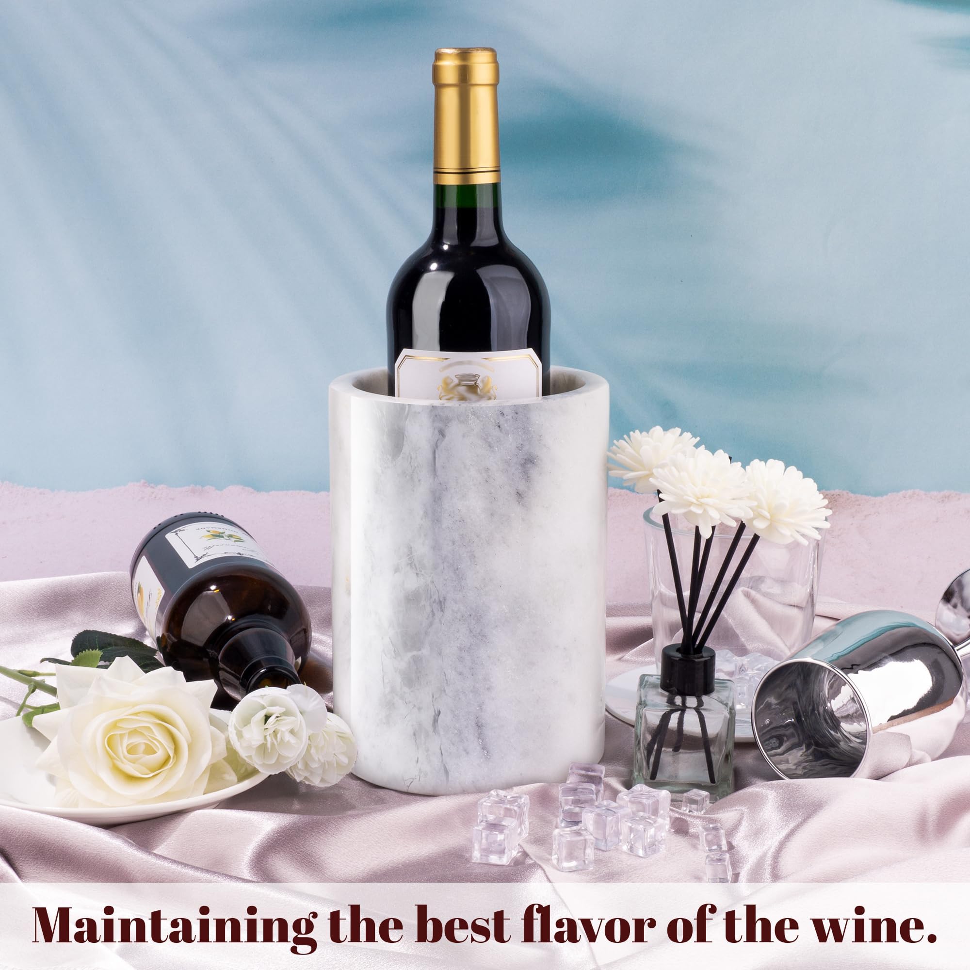 Marble Wine Bottle Chiller Bucket, Marble Wine and Champagne Cooler Chiller, Keep Wine and Beverages Cold, Ideal Gift for Wine Lovers, Holds Any 750ml Bottle — Amazon image 9