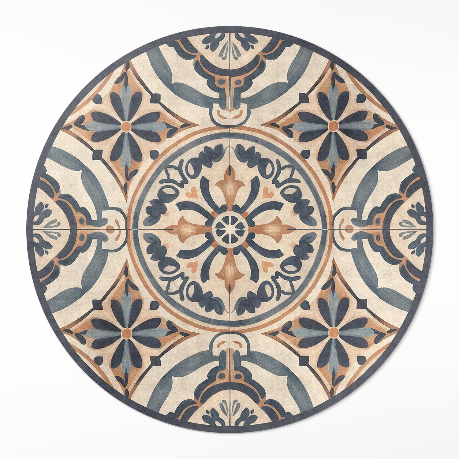 Tapis du sol vinyle ø90 cm rond pvc résistant pour maison et cuisine