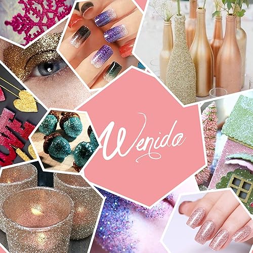 Miniatura 2 de Glitter Wenida - 12 colores holográficos cosméticos láser festival polvo lentejuelas manualidades purpurina para artes, cara, cabello, cuerpo y uñas