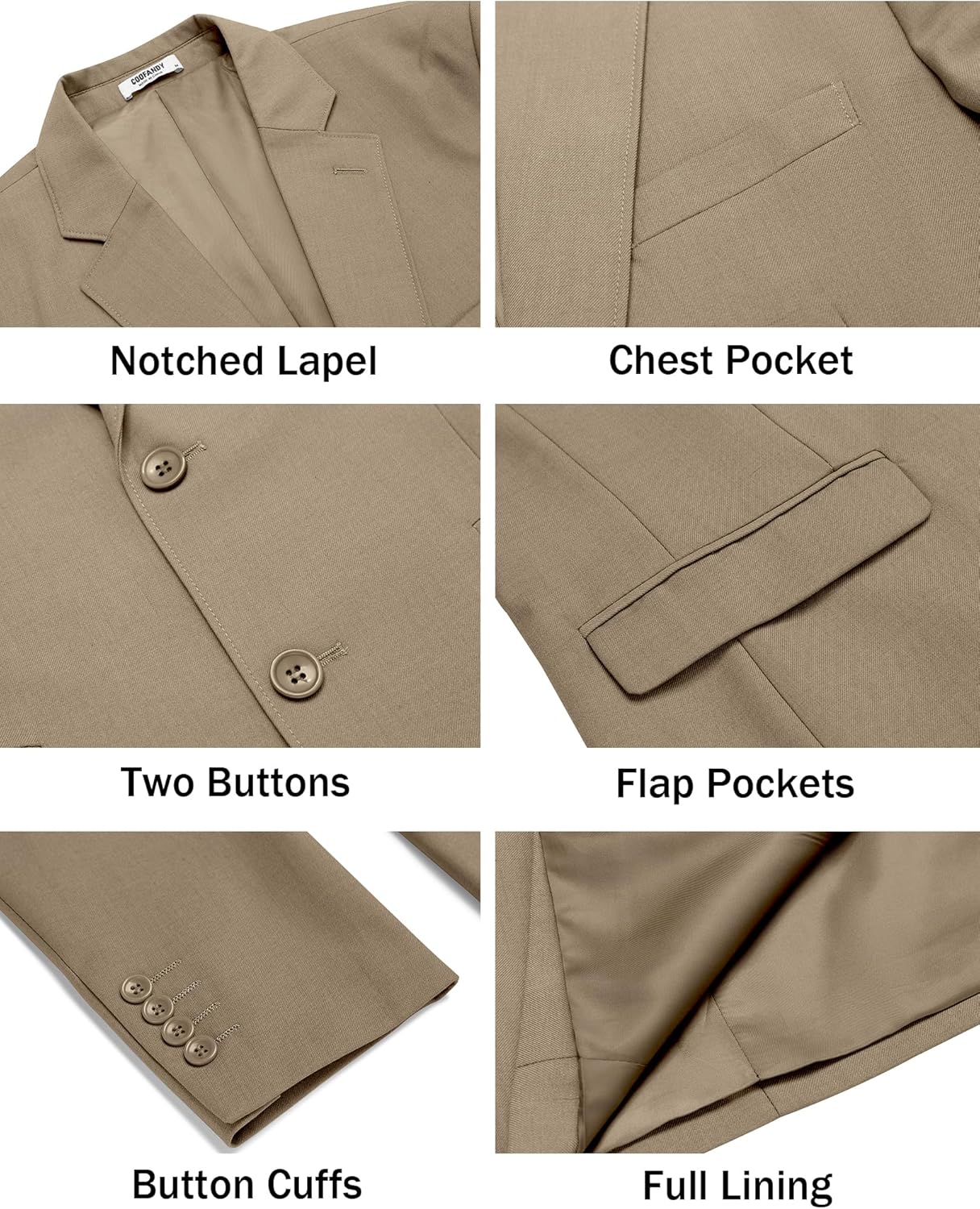 COOFANDY Men's Casual Blazer Lightweight Sport Coats Two Buttons Slim Fit Suit Jacket for Business Wedding Dress - Image 6