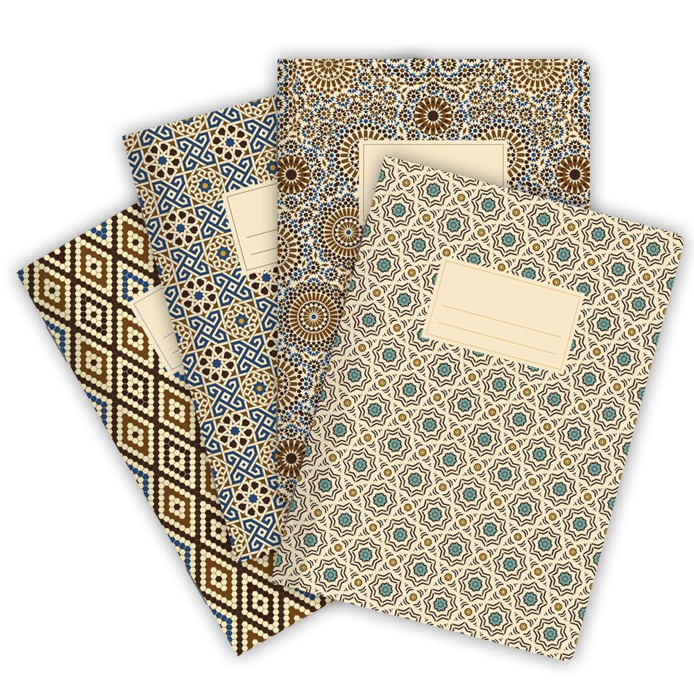 etmamu 530 Set of 4 Notebooks Morocco Pattern A5 32 Sheets Blank