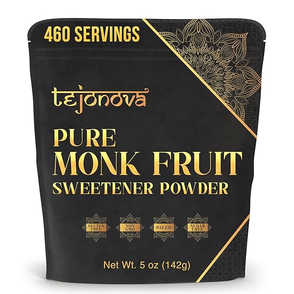 tejonova Monk Fruit Sweetener, 5 oz, Monk Fruit Extract Powder, Monkfruit Sweetener Pure Flavor, Monk Fruit Sweetener No Erythritol, Ideal Monkfruit Sweetner and Keto Sugar Substitute, 460 Servings