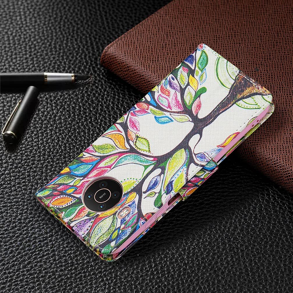 LEMORRY Etui na telefon do NOKIA X10 X20 skórzane etui z klapką portfel etui wąskie dopasowanie ochrona zderzaka pasek magnetyczny stojak przegródka na karty silikonowa obudowa TPU do NOKIA X10 X20, wzór 2