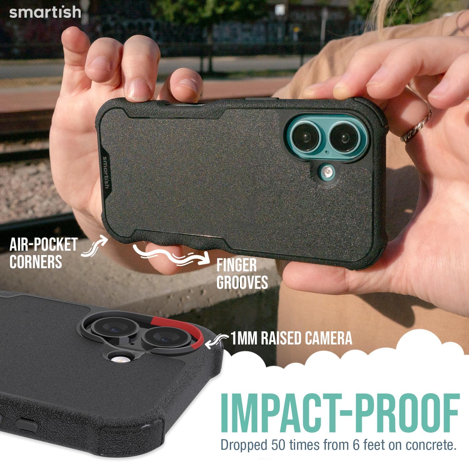 Smartish® iPhone 16 Protective Magnetic Case - Gripzilla Compatible with MagSafe [Rugged + Tough] Heavy Duty Grip Armored Slim Cover w/Drop Tested Protection for Apple iPhone 16 - Black Tie Affair - Image 4