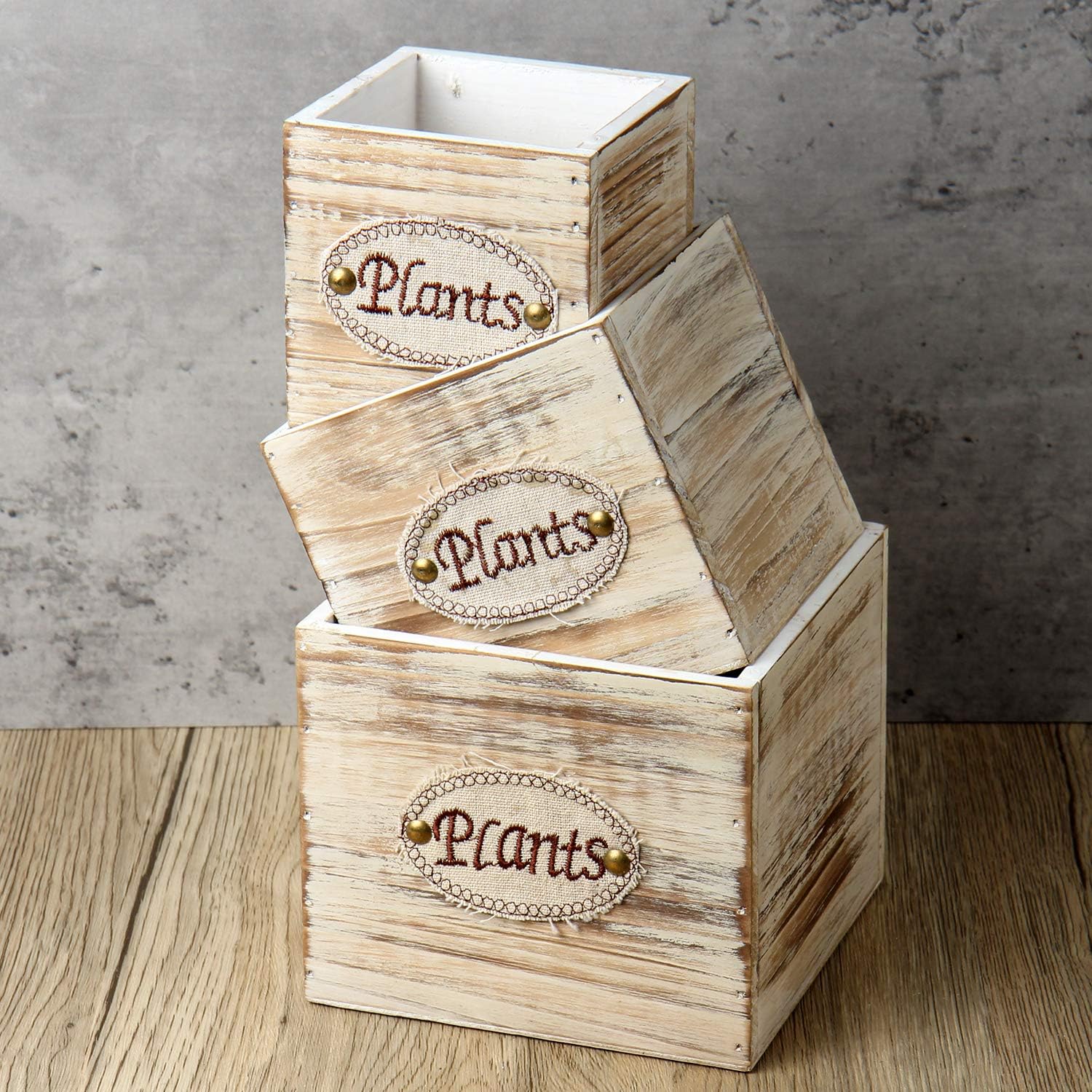 Wood Planter Box Set of 3 Rectangular Small Wooden Flower Boxes Square Rustic Wooden Box Perfect for Succulent Wood Box, Wood Flower Pots, Wood Herb Planter