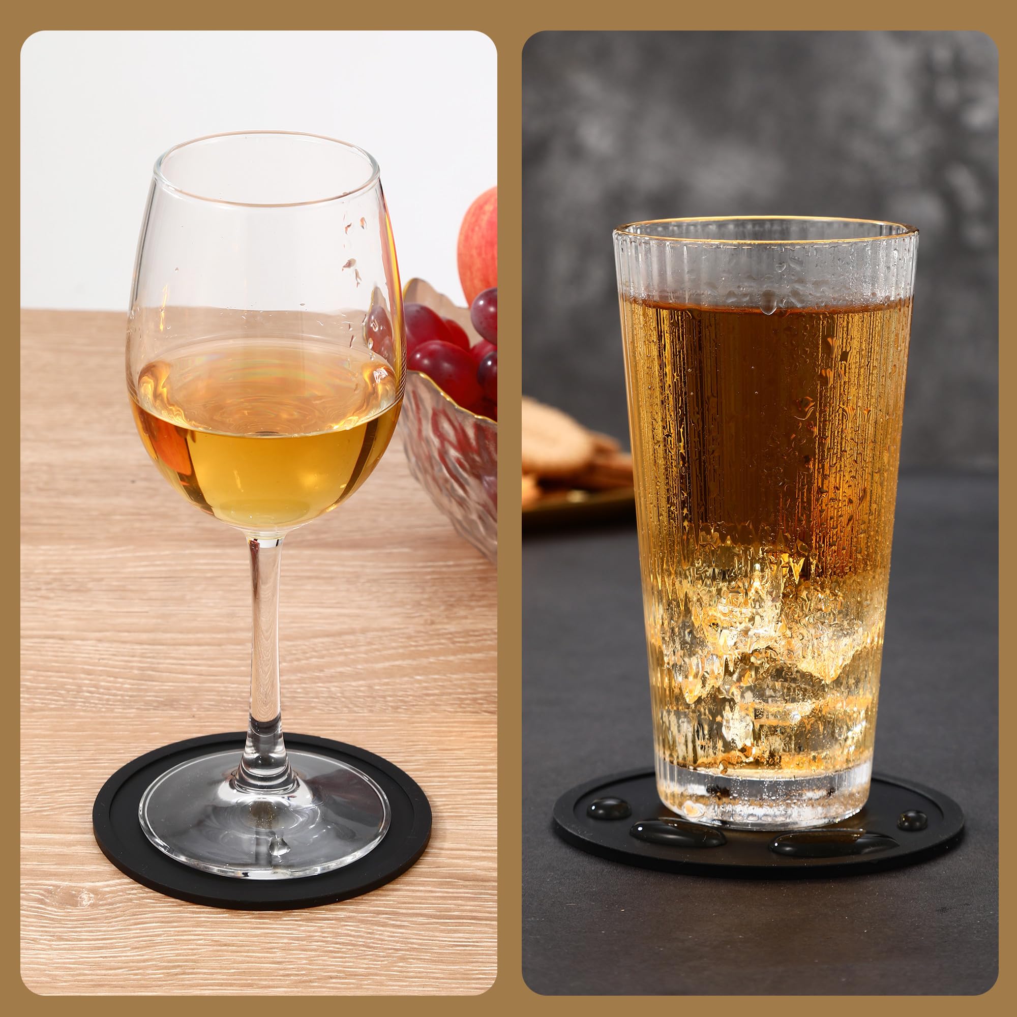 Set Di 8 Sottobicchieri In Sughero Con Supporto Metallico, 10 Cm, Antiscivolo E Riutilizzabili, Per Bevande Calde E Fredde - 3