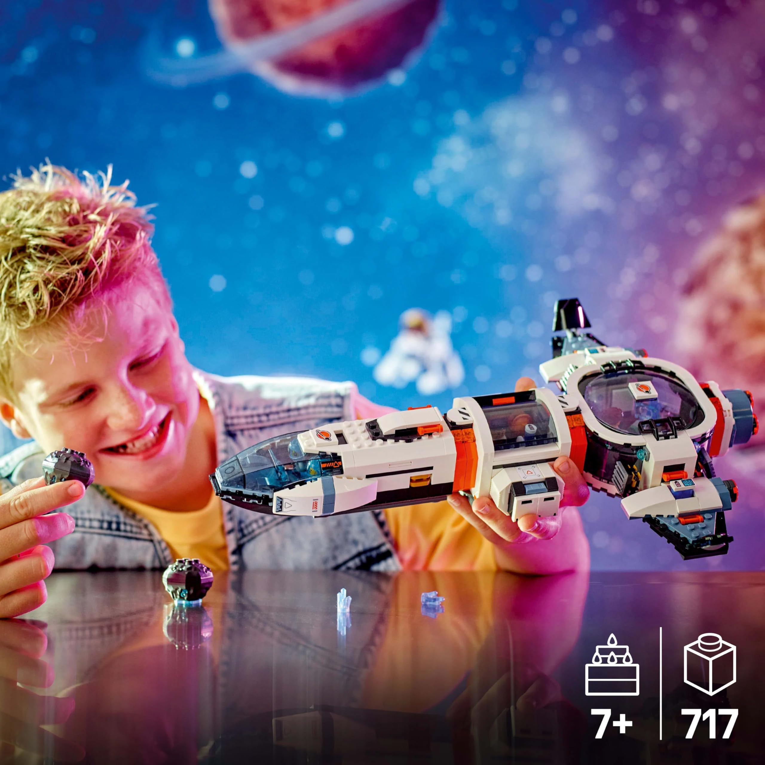 LEGO City Galaxie Raumschiff (60446); Kinderspielzeug; Geschenk für Raumfahrtfans ab 7 Jahren; Set aus variabel einbaubaren Modulen mit 4 Minifiguren und einem Alien