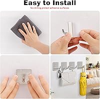 Vista 5 de Livabber Adhesive Towel Hooks, 304 Stainless Steel Self Sticky Wall Hooks Waterproof Shower Hooks for Robe/Clothes, No Drilling Towel Hangers for