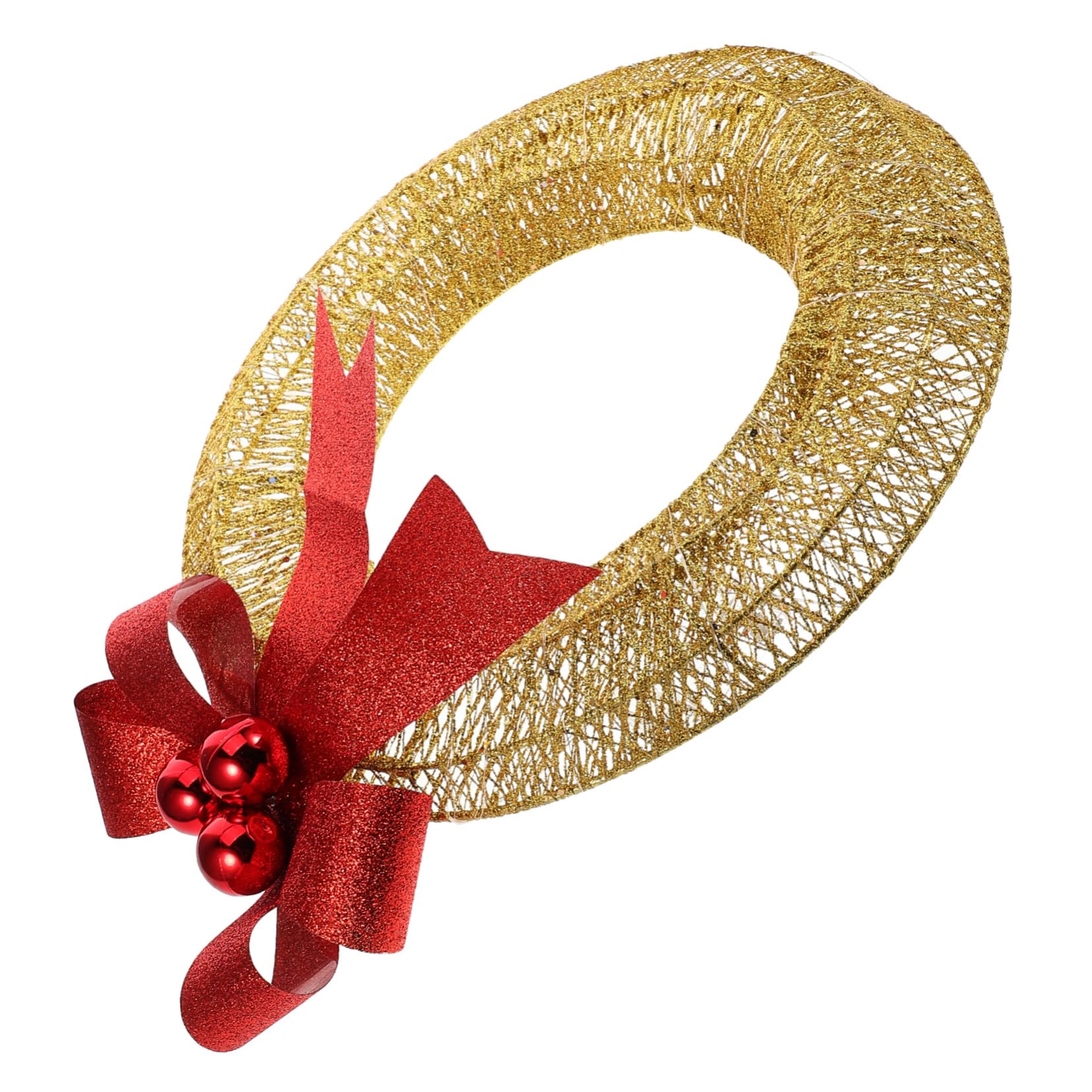 Guirnalda Navidad LED con Lazo Dorado Decorativa para Puerta Exterior Interior Adorno Invierno para Fiesta y Escenario