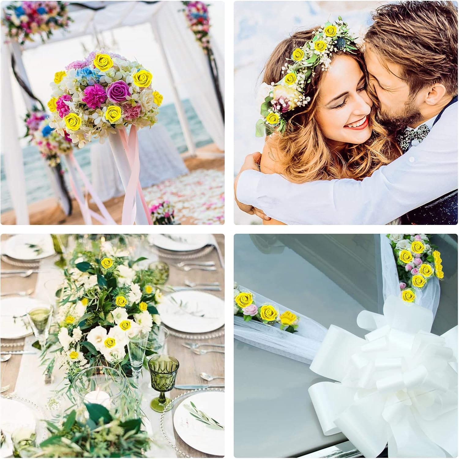Taoyanmo 144Pcs Mini Roses Artificial Flower Realistic Flower for Accessories Bridal Hair Clips Headbands Dress Bridal Bouquets - Image 3