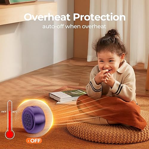 Miniatura 5 de Mini calentadores eléctricos portátiles de cerámica PTC para uso en interiores, calefacción eficiente 2S, protección contra sobrecalentamiento,