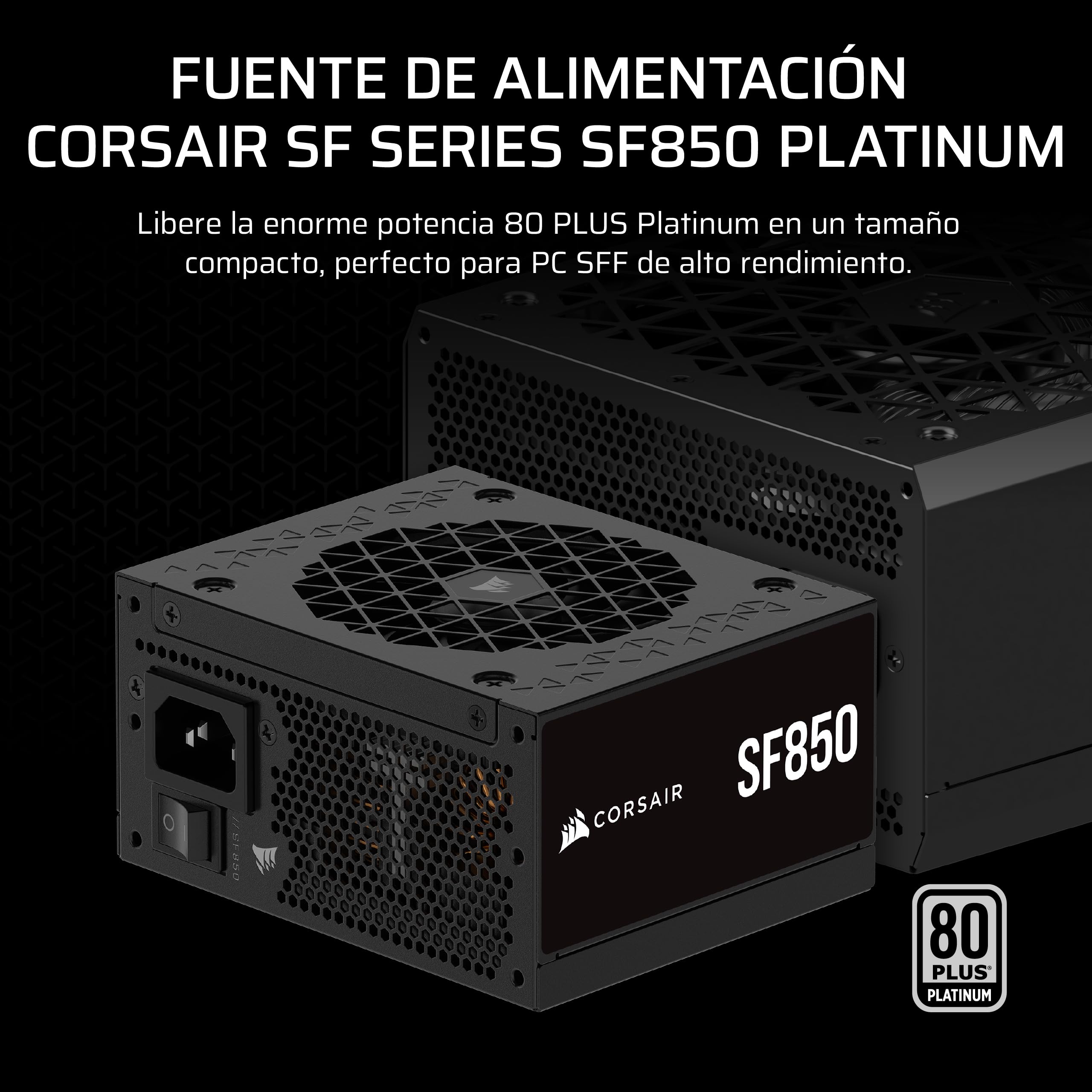 CORSAIR SF850 (2024) Fuente de Alimentación ATX Totalmente Modular de Bajo Ruido 80 Plus Platinum – Compatible con ATX 3.1 – Preparada para PCIe 5.1 - Negro