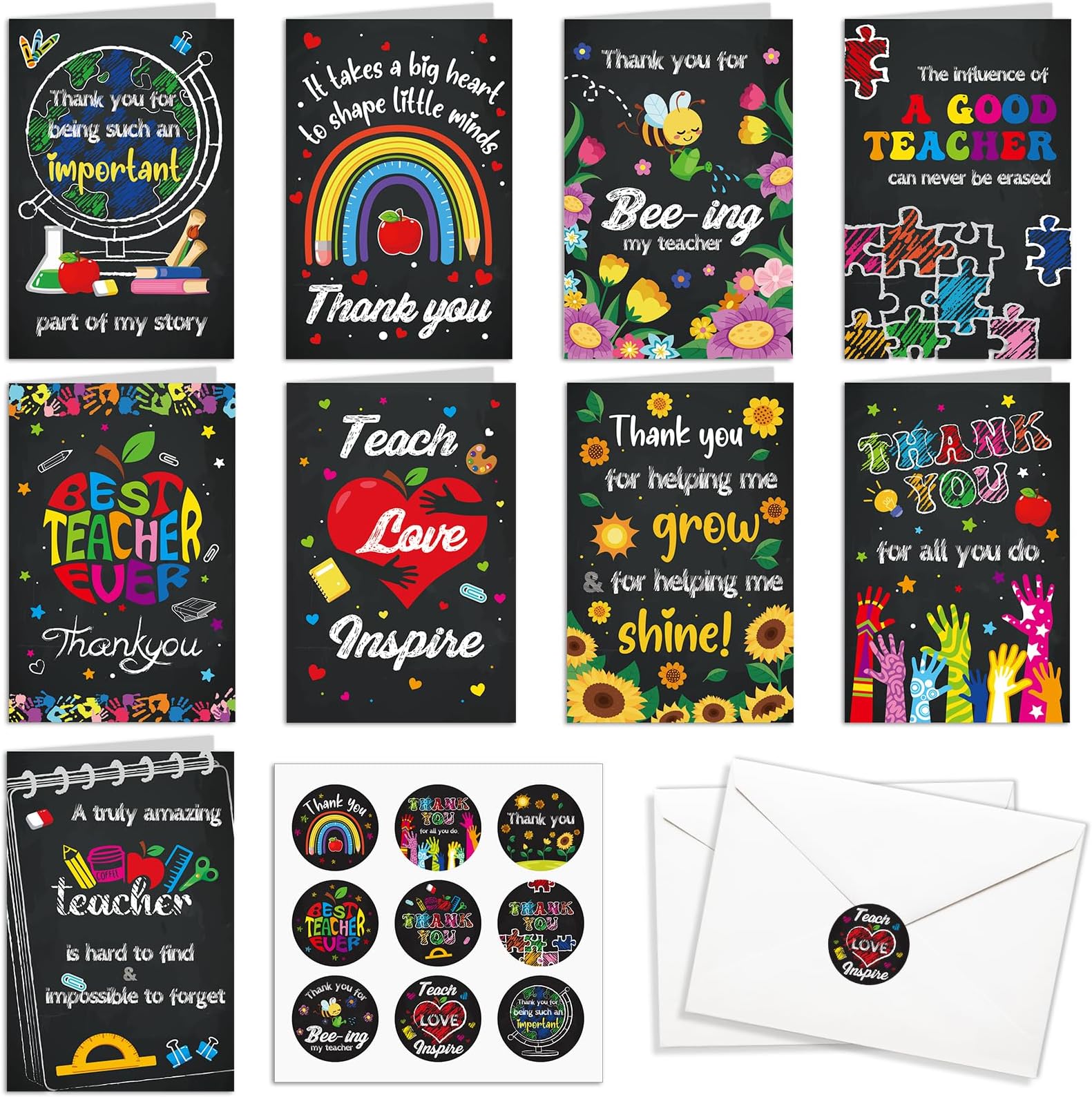 HOWAF 36 Teacher Appreciation Cards,Teacher Chalkboard