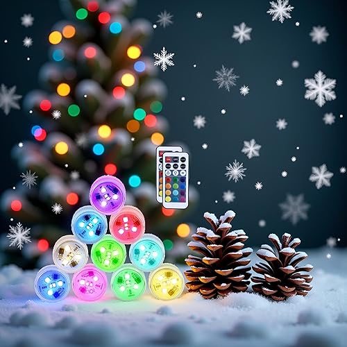 Luces de Navidad que funcionan con pilas, luz LED que cambia de color, luz de vela con control remoto para fiestas, eventos, piscina, estanque,