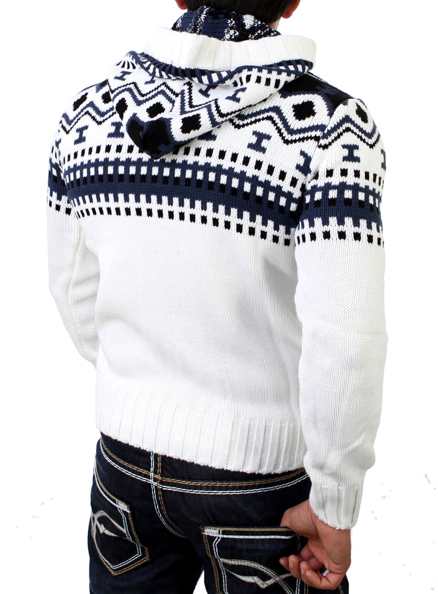 Reslad Norweger Pullover Herren Winterpullover Kapuzenpullover | Strickpullover für Männer RS-3013